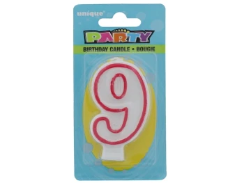 Red and White Molded Birthday Candle # 9