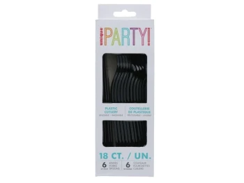 BLACK PLASTIC CUTLERY 18 COUNT