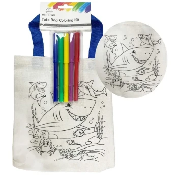 TOTE BAG SHARK COLORING KIT