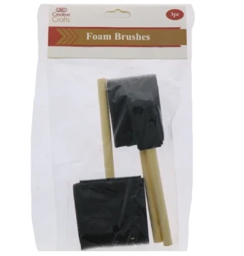 FOAM BRUSH WOOD HANDLE 3 PACK