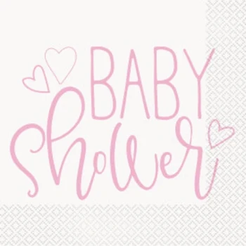 PINK BABY SHOWER LUNCHEON NAPKINS 16 CT