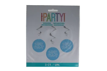 BLUE BABY SHOWER HANGING SWIRLS 3 CT