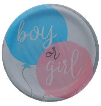 GENDER REVEAL 9 INCH PLATE 8 COUNT