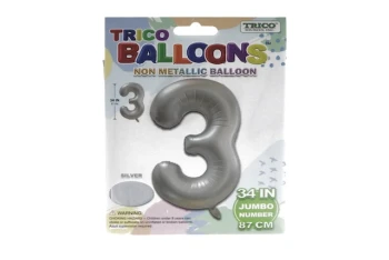 SILVER #3 34 INCH NON METALLIC BALLOON