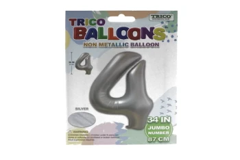 SILVER #4 34 INCH NON METALLIC BALLOON