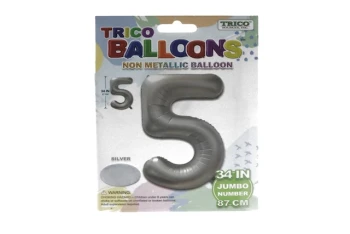 SILVER #5 34 INCH NON METALLIC BALLOON