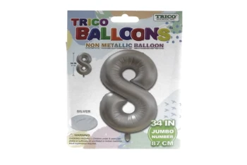 SILVER #8 34 INCH NON METALLIC BALLOON