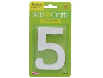 -#5 11CM WHITE WOOD NUMBER-#5 XXX