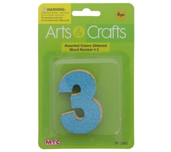 Number 3 GLITTER WOOD NUMBER XXX