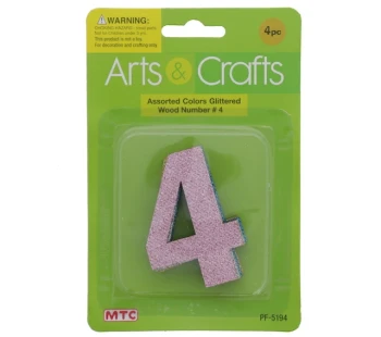 Number 4 GLITTER WOOD NUMBER XXX