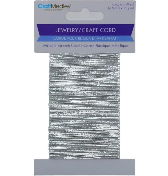 SILVER METALLIC STRETCH CORD 0.8 MM X 18 YARDS