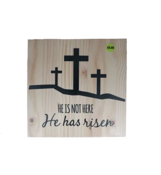 HE IS NOT HERE WOODEN DÉCOR