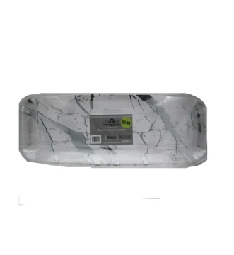 CLEAR AND SILVER SERVING TRAY PLASTIC