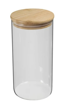 GLASS CONTAINER WITH WOODEN LID 44 FL OZ