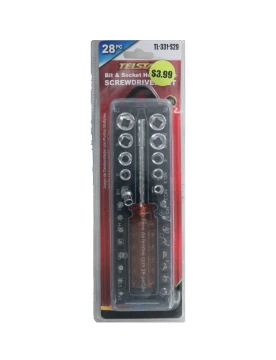 BIT AND SOCKET HEX HANDLE HANING HOLE 28 PCS