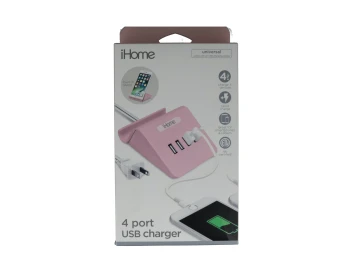 IHOME 4 PORT USB CHARGER PINK