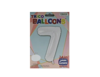 NUMBER 7 WHITE 34 INCH JUMBO LATEX BALLOON