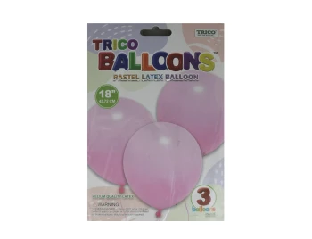 PINK 18 INCH PASTEL LATEX BALLOON 3 PACK