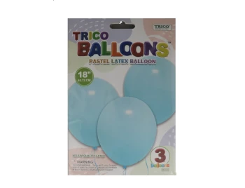 LIGHT BLUE 18 INCH PASTEL LATEX BALLOON 3 PACK
