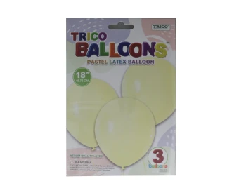 YELLOW 18 INCH PASTEL LATEX BALLOON 3 PACK