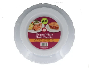 ELEGANT WHITE PLASTIC PLATE SET