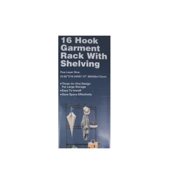 16 HOOK GARMENT RACK WITH SHELVING