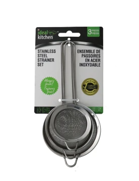 IDEAL KITCHEN STAINLESS STEEL STRAINER SET 3 PIECES