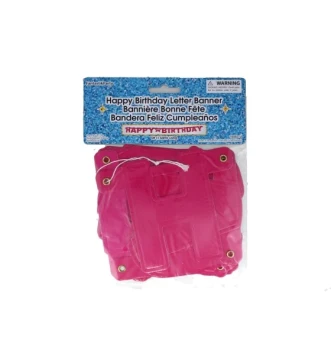 HOT PINK HAPPY BIRTHDAY LETTER BANNER 5 FT X 4.25 INCH