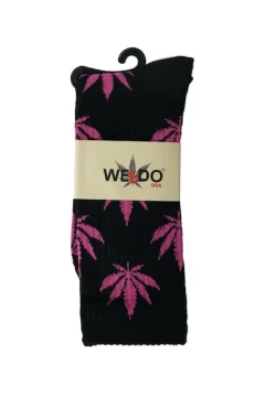 BLACK AND PINK WEED SOCKS