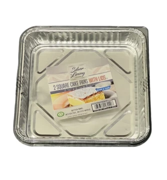 2 SQUARE CAKE PANS WITH LIDS