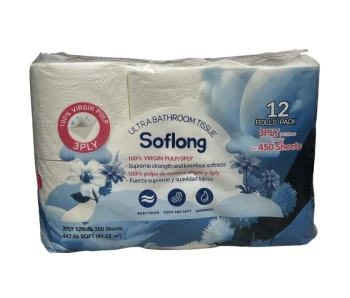 ULTRA BATHROOM TISSUE SOFLONG 100% VIRGIN PULP 12 PACK