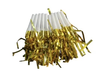 FOIL METALLIC FRINGE WHISTLES 10 PACK