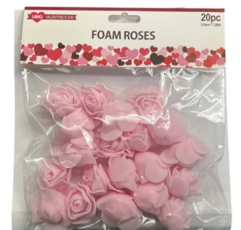FOAM WHITE MINI ROSES 20 PC 3.5 CM