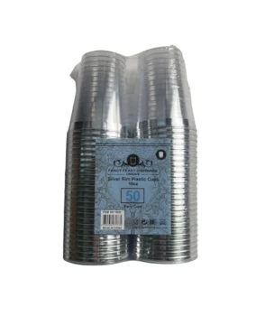 SILVER RIM CUPS 10 OZ 50 CUPS