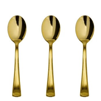 PLASTIC GOLD MINI SPOONS 100 PCS