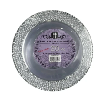 7.5 INCH DISPOSABLE PLASTIC SILVER BOWL 20 PCS