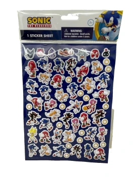 SONIC THE HEDGEHOG STICKER SHEET