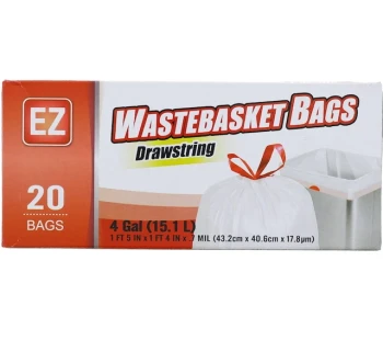 WASTE BASKET DRAWSTRING 4 GAL 20 BAGS