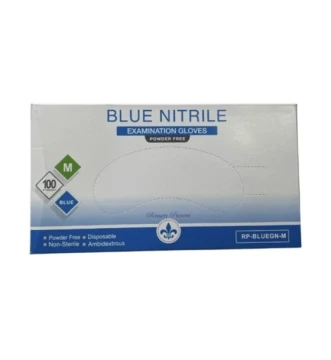 MEDIUM BLUE NITRILE EXAMINATION GLOVES 100 PACK