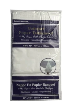 WHITE PAPER TABLECOVER 54 X 72 INCH