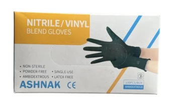 MEDIUM ASHNAK NITRILE VINYL BLEND GLOVES 100 PCS