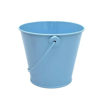 BLUE TIN METAL PAIL BUCKET 10 X 10 X 9 INCH