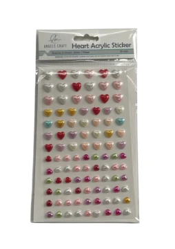 HEART ACRYLIC STICKER 100 COUNT