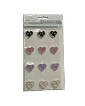 RHINESTONE STICKER HEART 12 COUNT 1 SHEET