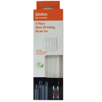 5 PIECE GLASS DRINKING STRAW SET