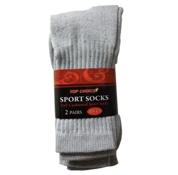 GREY SPORT SOCKS 2 PAIRS 10-13