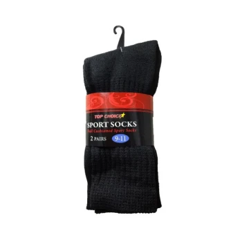 BLACK SPORT SOCKS 2 PAIRS 10-13