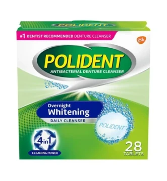 POLIDENT OVERNIGHT WHITENING 28 TABLETS 4 IN 1