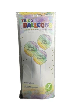 HAPPY BIRTHDAY 9 INCH AIR INFLATE ONLY 3 COUNT BALLOONS