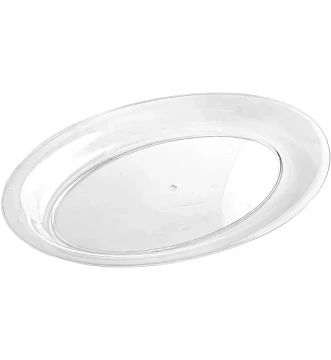 PLASTIC OVAL SERVING TRAY 12 X 8 INCH CLEAR